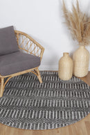 Willow Arc Charcoal Beige Round Cotton Rug