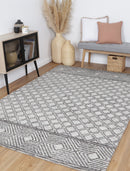 Blossom Bay Charcoal Beige Cotton Rug