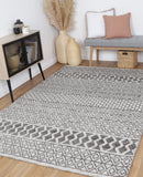Pine Arc Charcoal Beige Cotton Rug