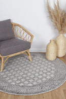 Azure Bay Charcoal Beige Round Cotton Rug