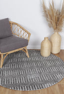 Starlight Arc Grey Round Cotton Rug