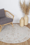 Sage Arc Cream Round Cotton Rug