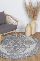 Rosewood Arc Grey Round Cotton Rug