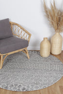 Pearl Arc Charcoal Beige Round Cotton Rug