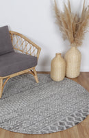 Moonlit Arc Grey Round Cotton Rug