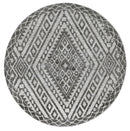Meadow Arc Charcoal Beige Round Cotton Rug