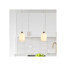 Satin Brass Ribbed Glass Pendant