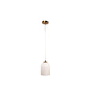 Satin Brass Ribbed Glass Pendant