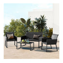 4 Pieces Wicker Patio Furniture Set With Quick Drying Foam