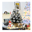 67Cm Pre Lit Snow Flocked Tabletop Christmas Tree With And Flash Modes