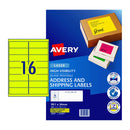 Avery Laser Label Yellow L7162Fy 16Up Pack Of 25