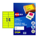 Avery Laser Label Yellow L7163F Y14Up Pack Of 25