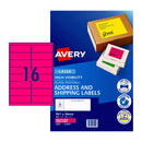 Avery Label High Visibility Fluoro Pink L7162Fp 16Up Pack Of 25
