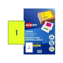 Avery Hi Vis Shipping Labels L7167Fy Fluoro Yellow 1Up Pack Of 25
