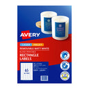 Avery Lip Label Removable Multi Purpose L7651Rev 65Up Pack Of 25