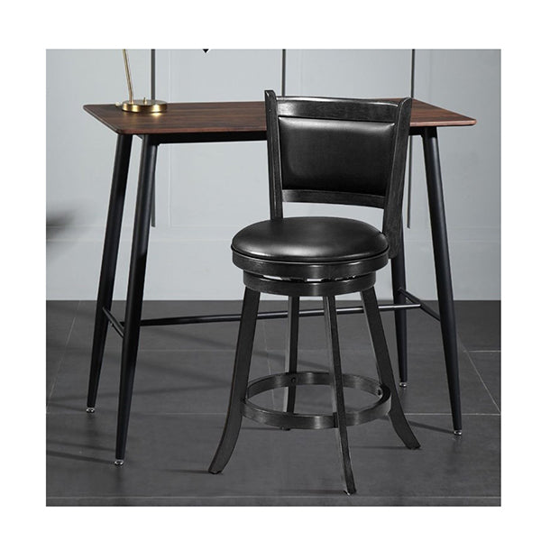 Accent Wooden Swivel Bar Height Stool For Dining Room Black 61 Cm