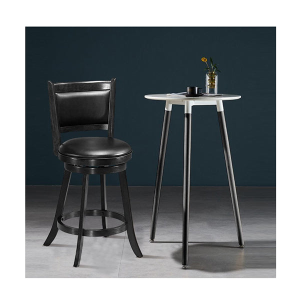 Accent Wooden Swivel Bar Height Stool For Dining Room Black 61 Cm