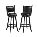 Accent Wooden Swivel Bar Height Stool For Dining Room Black 74 Cm