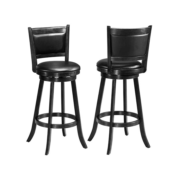 Accent Wooden Swivel Bar Height Stool For Dining Room Black 74 Cm