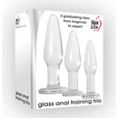 Adam And Eve Glass Anal Training Trio Clear Glass Butt Plugs Set