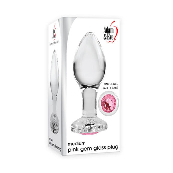 Adam And Eve Pink Gem Glass Clear Butt Plug