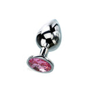 Adam And Eve Pink Gem Silver Medium Metal Butt Plug