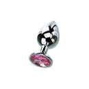 Adam And Eve Pink Gem Silver Medium Metal Butt Plug