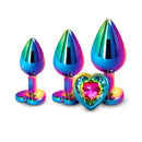 Adam And Eve Rainbow Heart Gem Anal Training Set Multicoloured Set