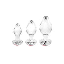 Adam And Eve Red Heart Gem Glass Plug Set Of 3 Sizes Clear