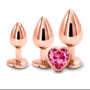 Adam And Eve Rose Gold Heart Gem Anal Training Set Anal Plugs