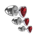 Adam And Eve Three Hearts Gem Anal Plug Set Metallic With Gem Bases
