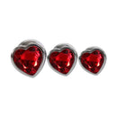 Adam And Eve Three Hearts Gem Anal Plug Set Metallic With Gem Bases