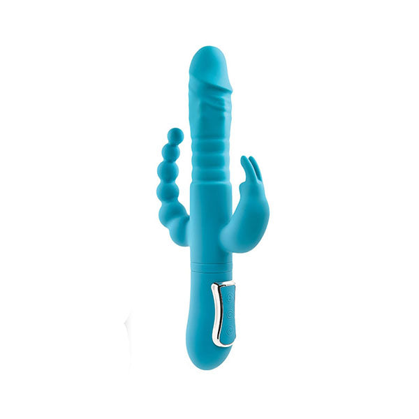 Adam And Eve Thrusting Triple Joy Rabbit Teal Usb Rechargeable