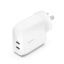 Belkin Boostcharge Pro 60W Dual Usb C Pd Pps Wall Charger White