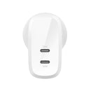 Belkin Boostcharge Pro 60W Dual Usb C Pd Pps Wall Charger White