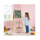 Adjustable Height Double Sided Easel With Magnetic Chalkboard Pink