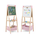 Adjustable Height Double Sided Easel With Magnetic Chalkboard Pink