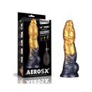 Aerosx Dual Density Inflatable Fantasy Dildo Gold Blue