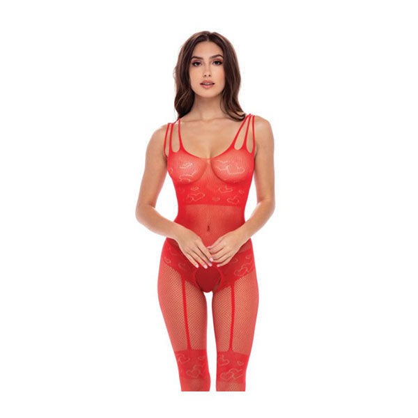 All Heart Crotchless Bodystocking Red One Size