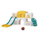 All In 1 L Shaped Toddler Slide With Tunnel And Basketball Hoop