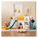 All In 1 L Shaped Toddler Slide With Tunnel And Basketball Hoop