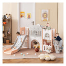All In 1 L Shaped Toddler Slide With Tunnel And Basketball Hoop