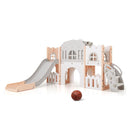 All In 1 L Shaped Toddler Slide With Tunnel And Basketball Hoop