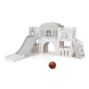 All In 1 L Shaped Toddler Slide With Tunnel And Basketball Hoop