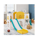 All In 1 L Shaped Toddle Slide With Tunnel And Basketball Hoop Green