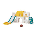 All In 1 L Shaped Toddle Slide With Tunnel And Basketball Hoop Green