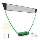 All In One Portable Badminton Net Set With Storage And 2 Rackets Green