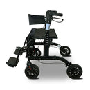 Aluminium 2In1 Rollator Wheelchair With Foldable Frame Black Silver