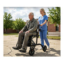 Aluminium 2In1 Rollator Wheelchair With Foldable Frame Black Silver