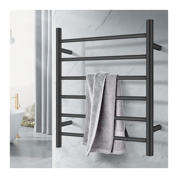 Aluminium Electric Heated Towel Rail Rack Ladder Warmer 6 Round Bars